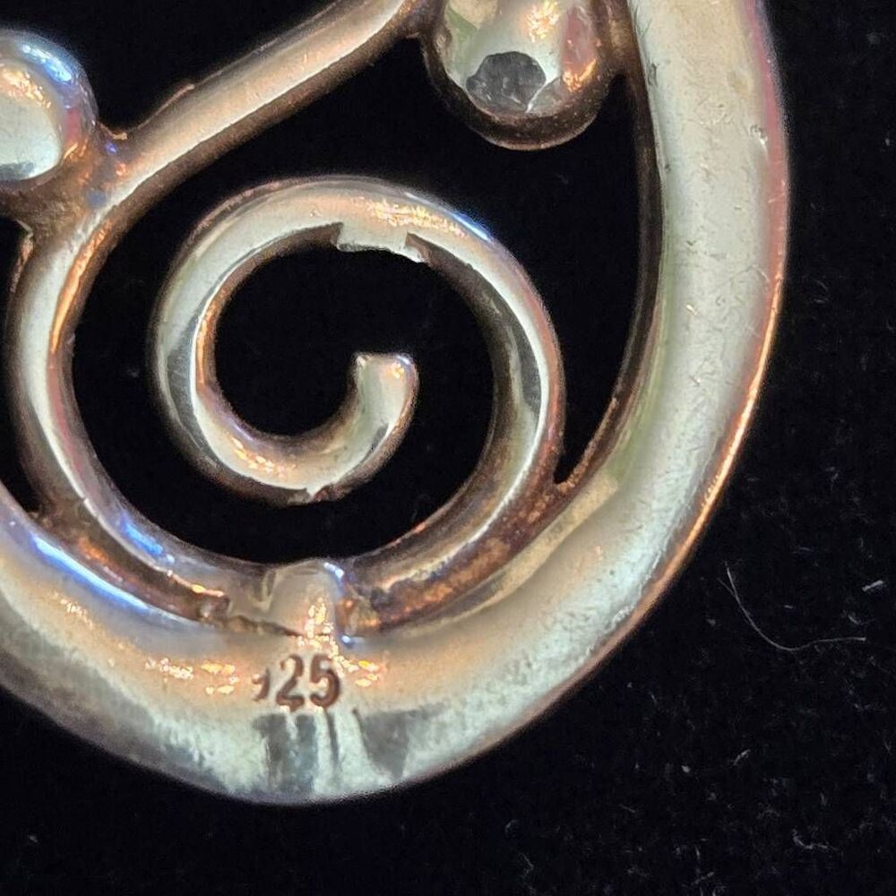 Vintage Sterling Silver 925 Scroll Design Cross Pendant - Picture 4 of 6